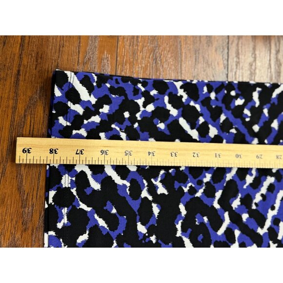 APT. 9 Womens XL Blue Black Animal Print Midi Sheath Dress Stretch Short Sleeve - Picture 11 of 11